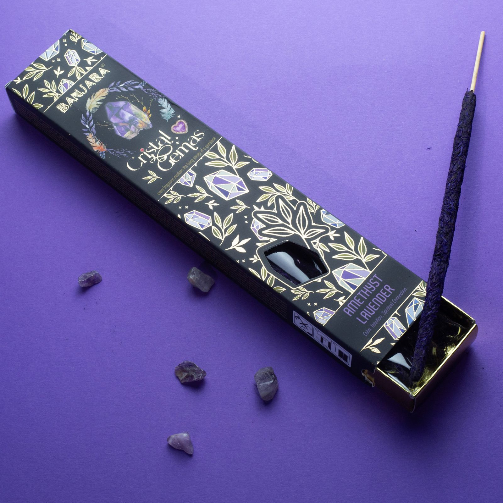 Banjara Cristal Gemas palitos de incienso - Amatista Lavanda - Imagen 3