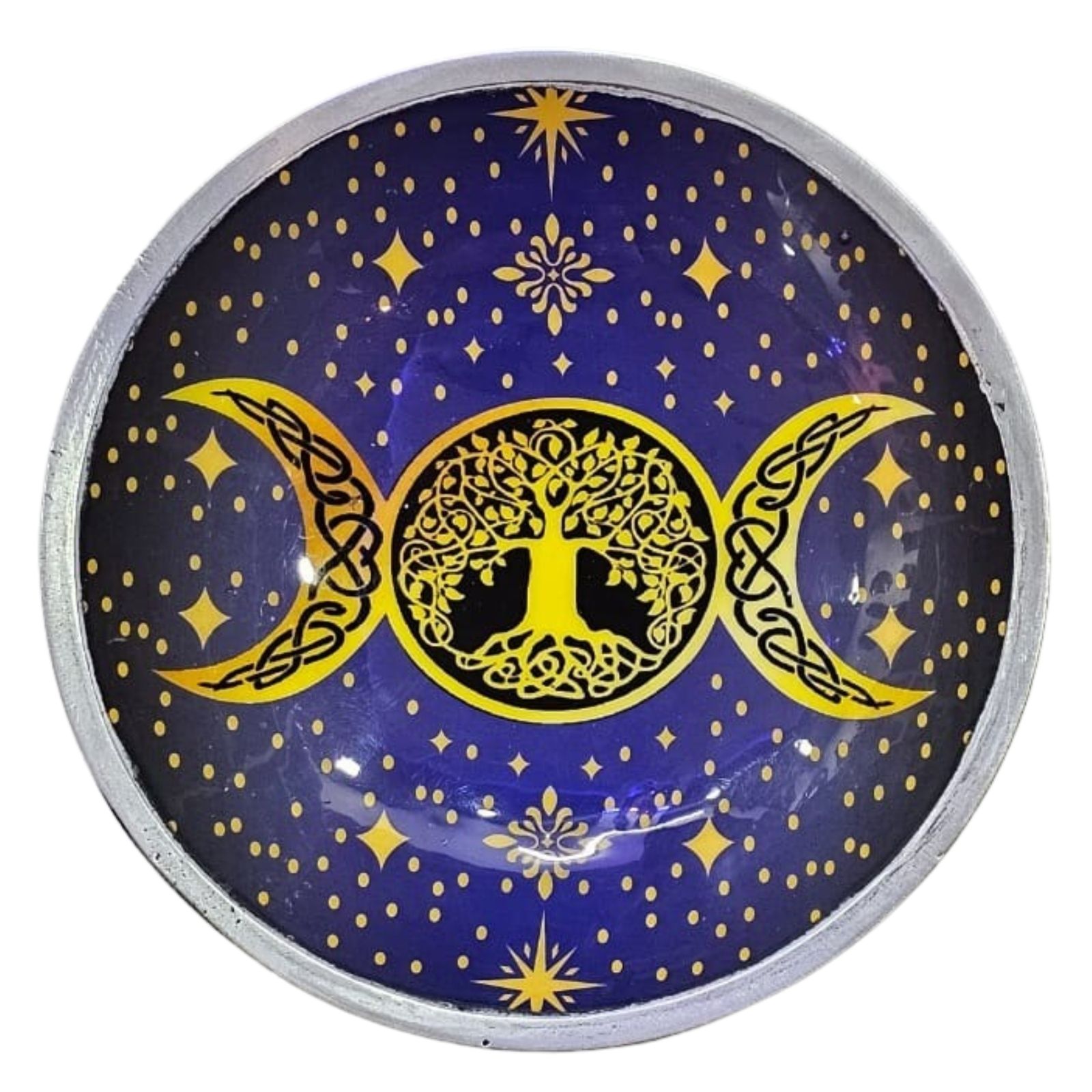 Plato de ofrendas esmaltado de tres patas - Luna triple morada - Imagen 3