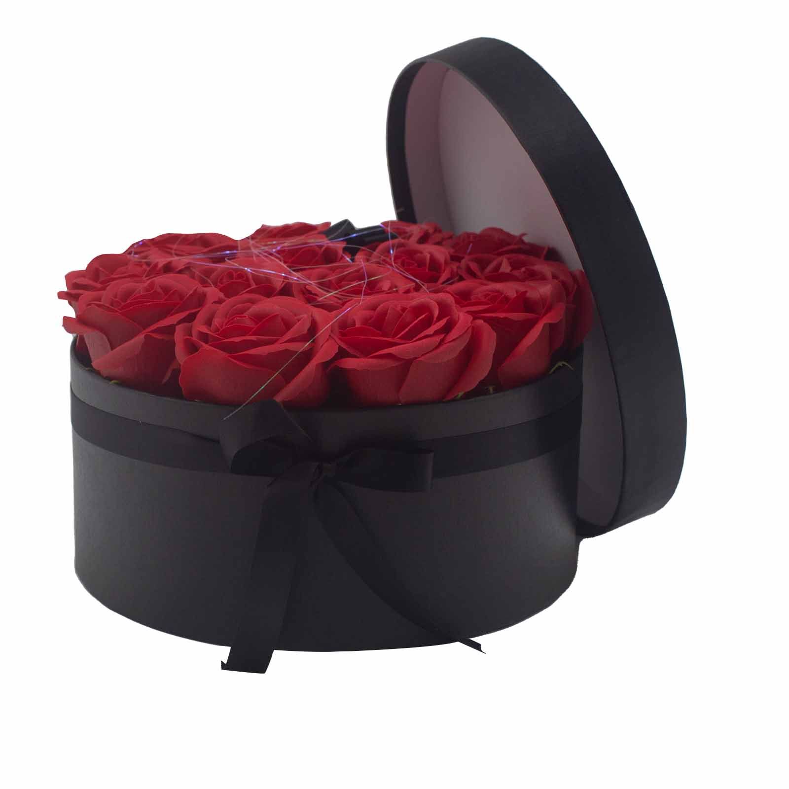 Caja de Regalo - Flor de Jabón 14 Rosas rojo - ronda - Imagen 5