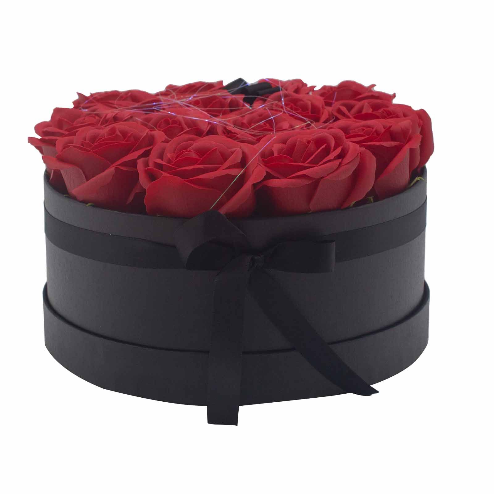 Caja de Regalo - Flor de Jabón 14 Rosas rojo - ronda - Imagen 3