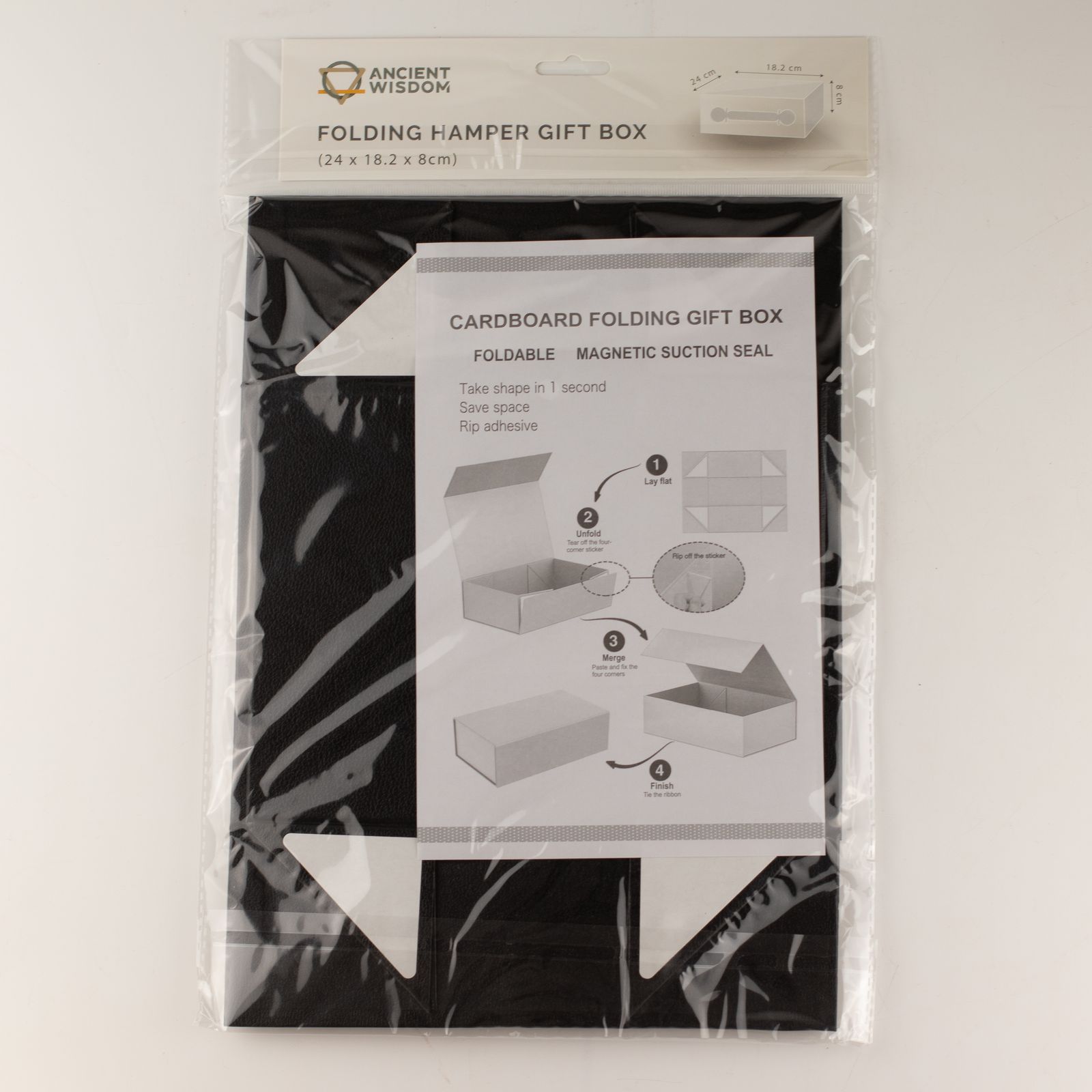 Caja de regalo plegable - cesta mediana (24x18.2x8cm) - Negro - Imagen 8