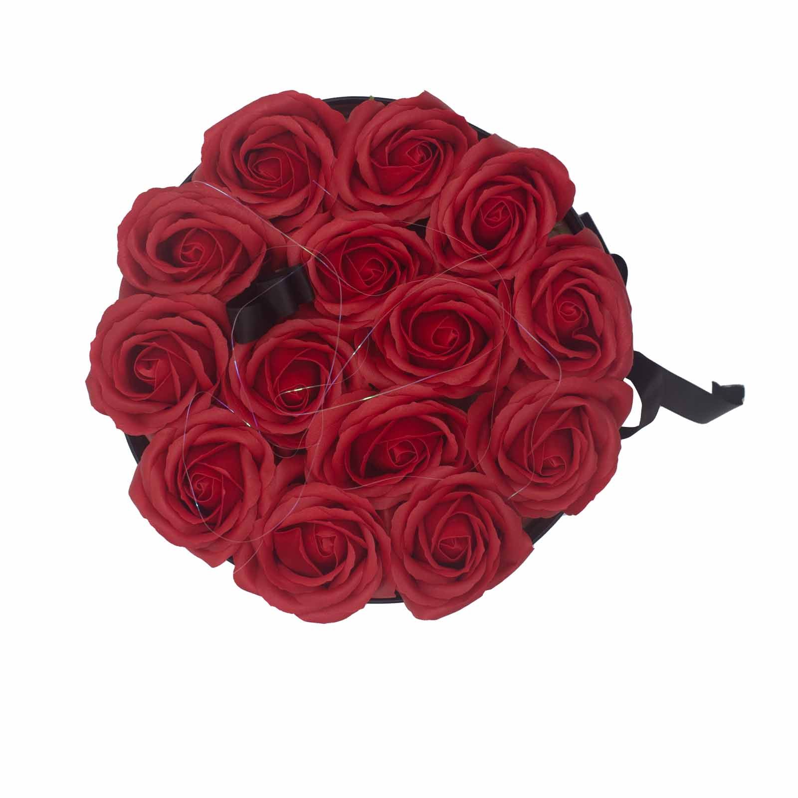 Caja de Regalo - Flor de Jabón 14 Rosas rojo - ronda - Imagen 2