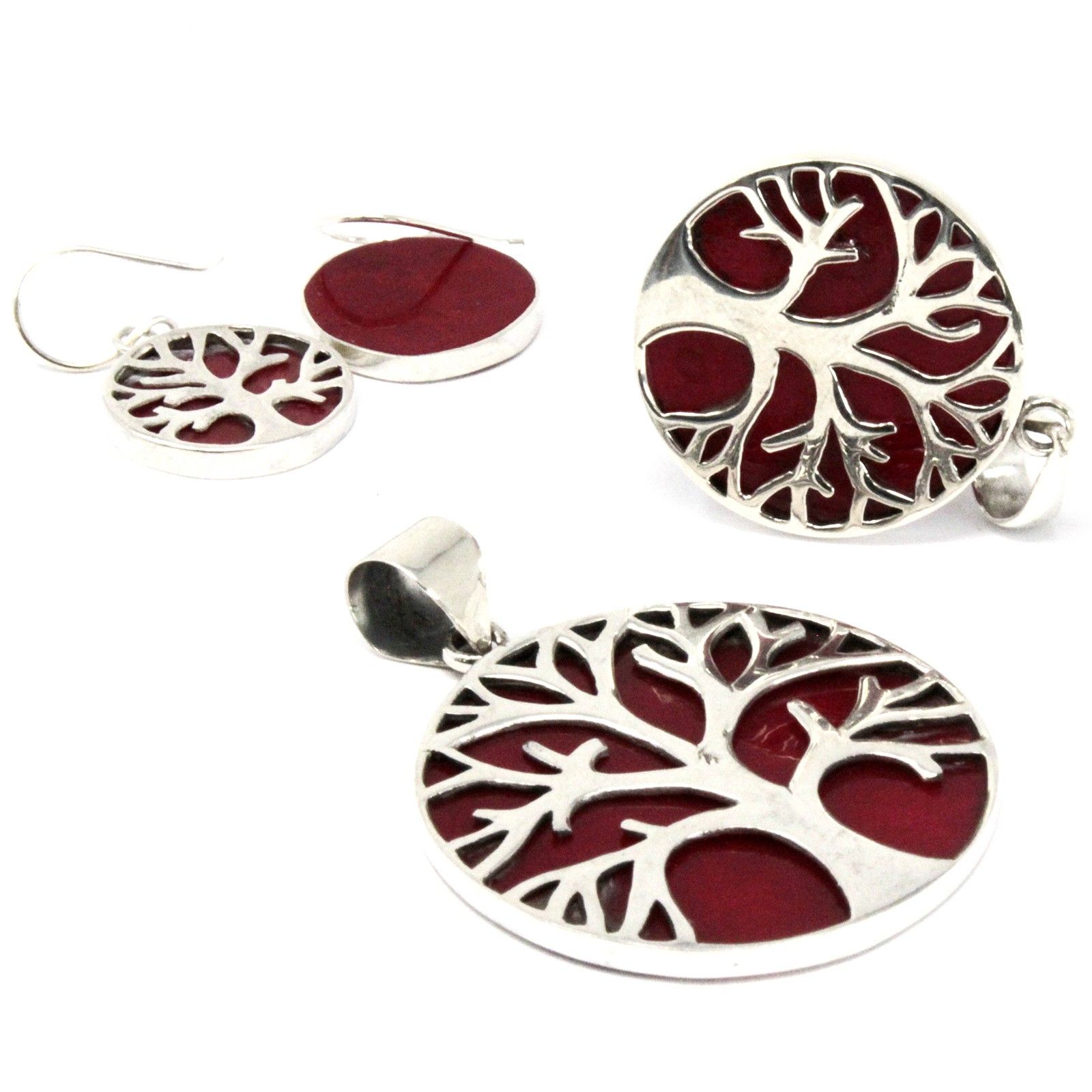 Colgante de Plata Árbol de la Vida 30mm - Efecto Coral - Imagen 3