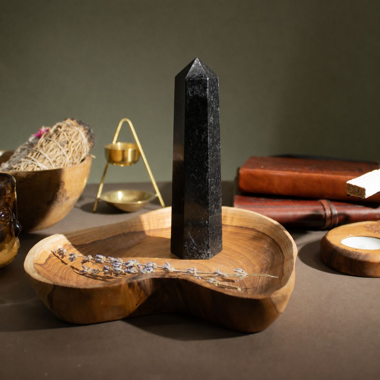 Punta obelisco de seis caras de gema aprox. 17 cm - Turmalina negra - Imagen 2