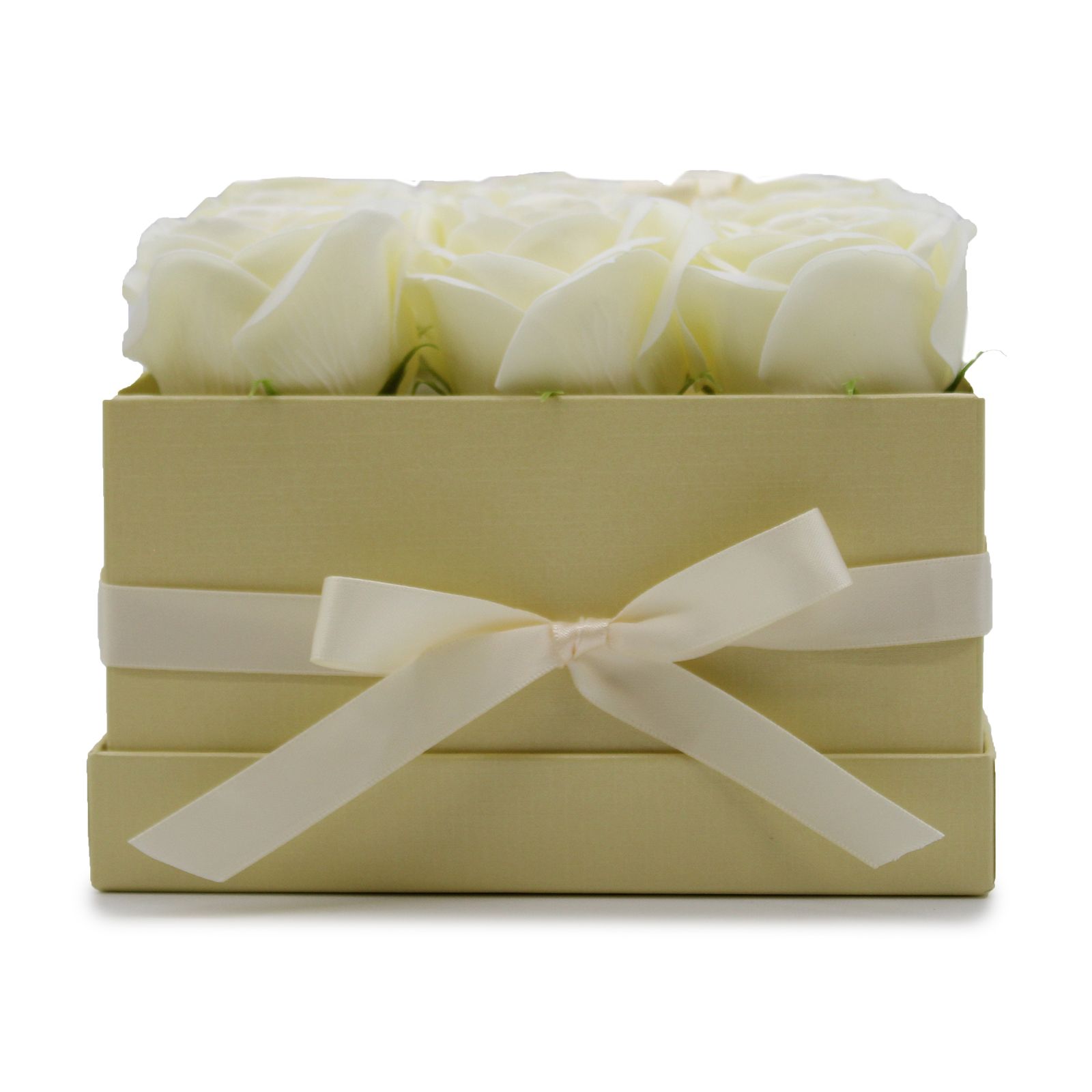 Caja de Regalo - Flor de Jabón 9 Rosas Crema - cuadrado - Imagen 2