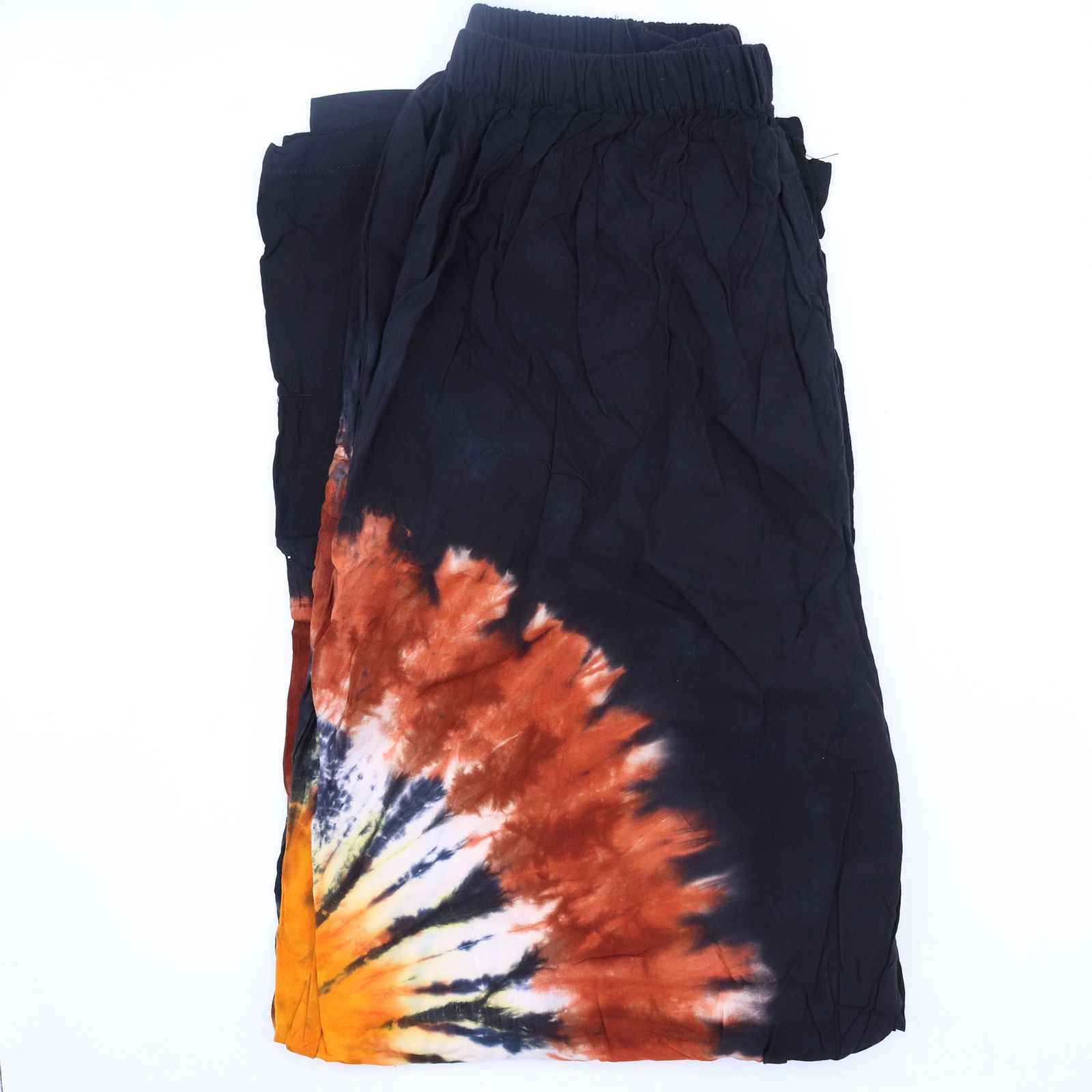 Pantalones de estilo japonés para estar en casa - negro chocolate y naranja - M - Imagen 4