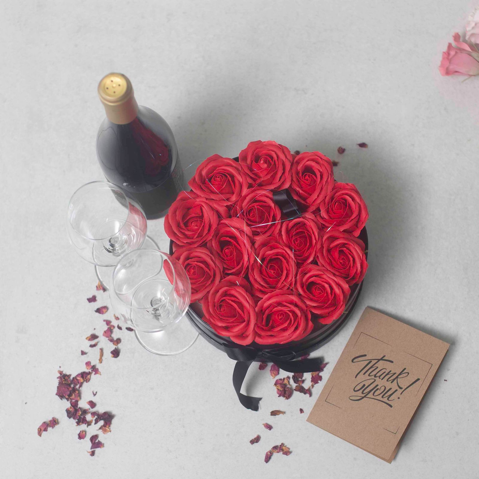 Caja de Regalo - Flor de Jabón 14 Rosas rojo - ronda - Imagen 9
