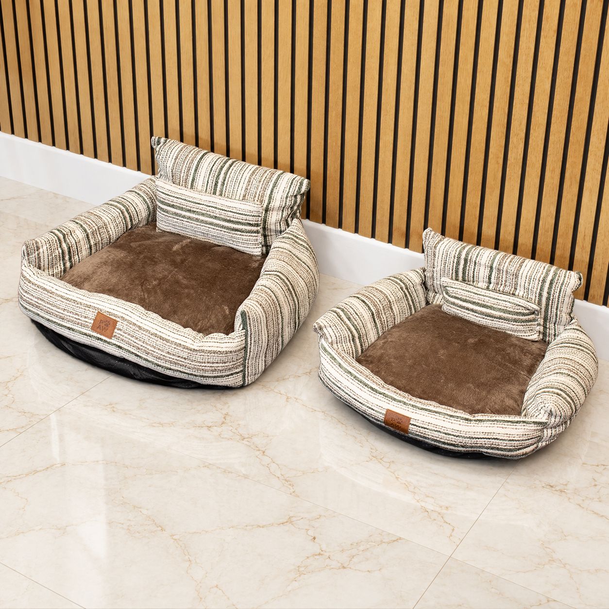 PAW Bed – Sofá Mediano – Rayas Marrones – 60 × 60 × 28 cm - Imagen 3