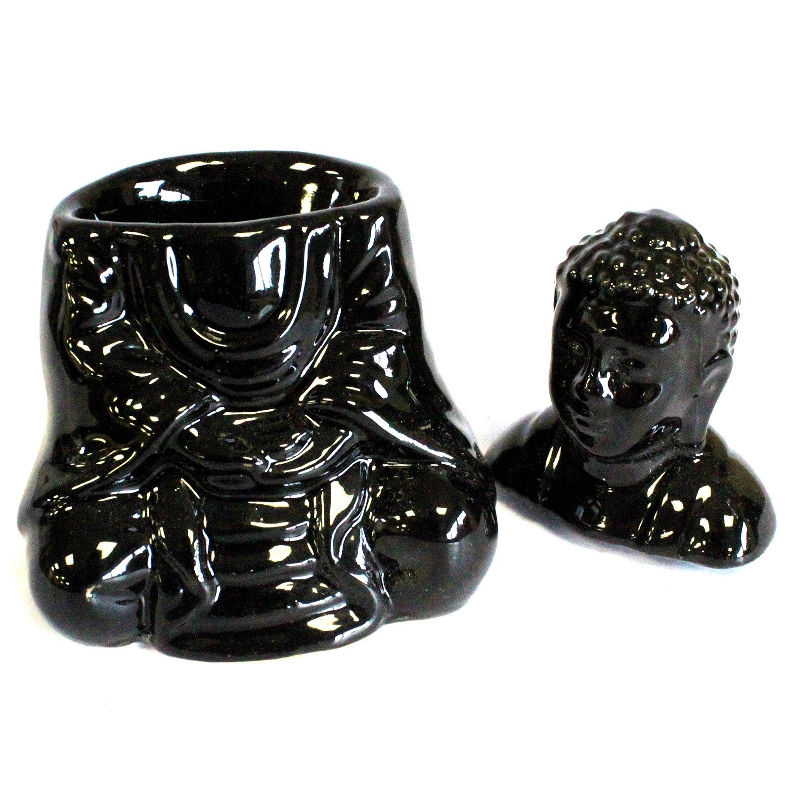 Quemador aceite Buda sentado - negro - Imagen 2