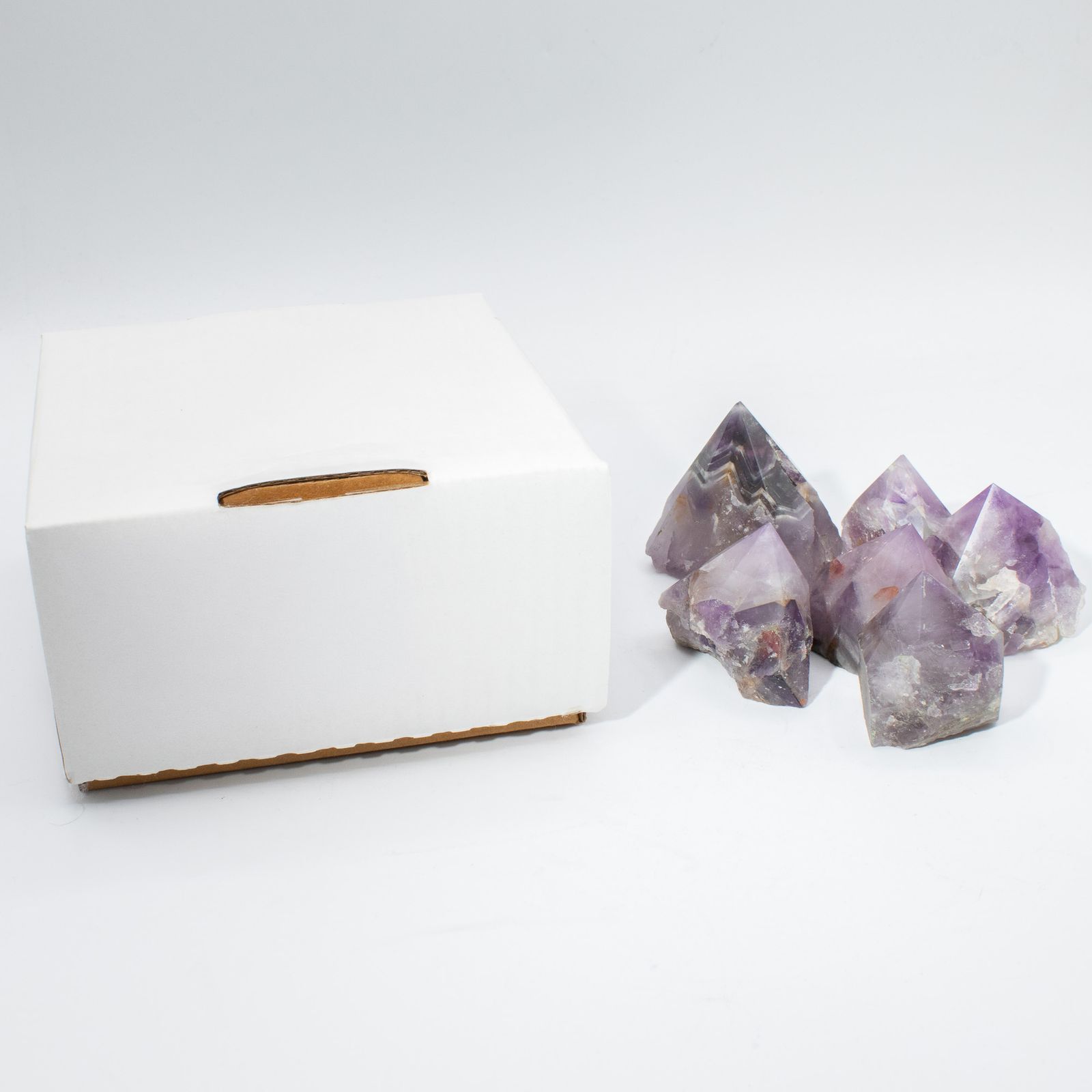 Puntas pulidas de piedras preciosas - amatista grado A (aprox. 5-6 piezas) - Imagen 5