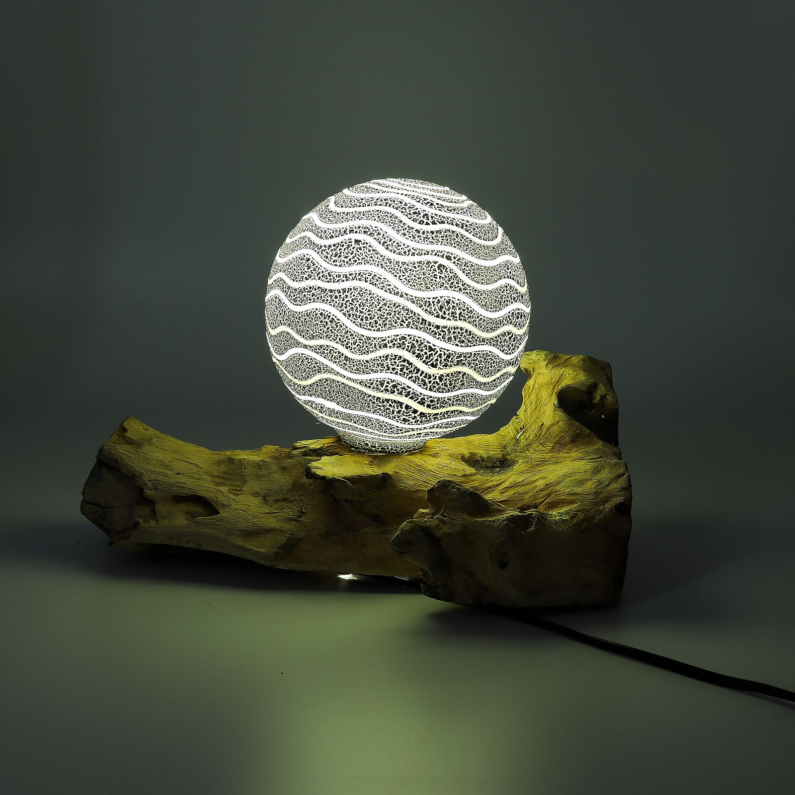 Lámpara de Mesa con Pantalla Esférica - A Rayas - Imagen 4