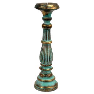 Soporte de vela grande - Turquois Gold